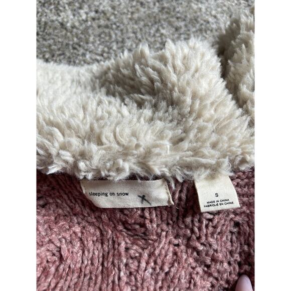 Anthropologie Sleeping on Snow Sweater Top Chunky Knit Sherpa Collar Sz Small - Picture 6 of 9